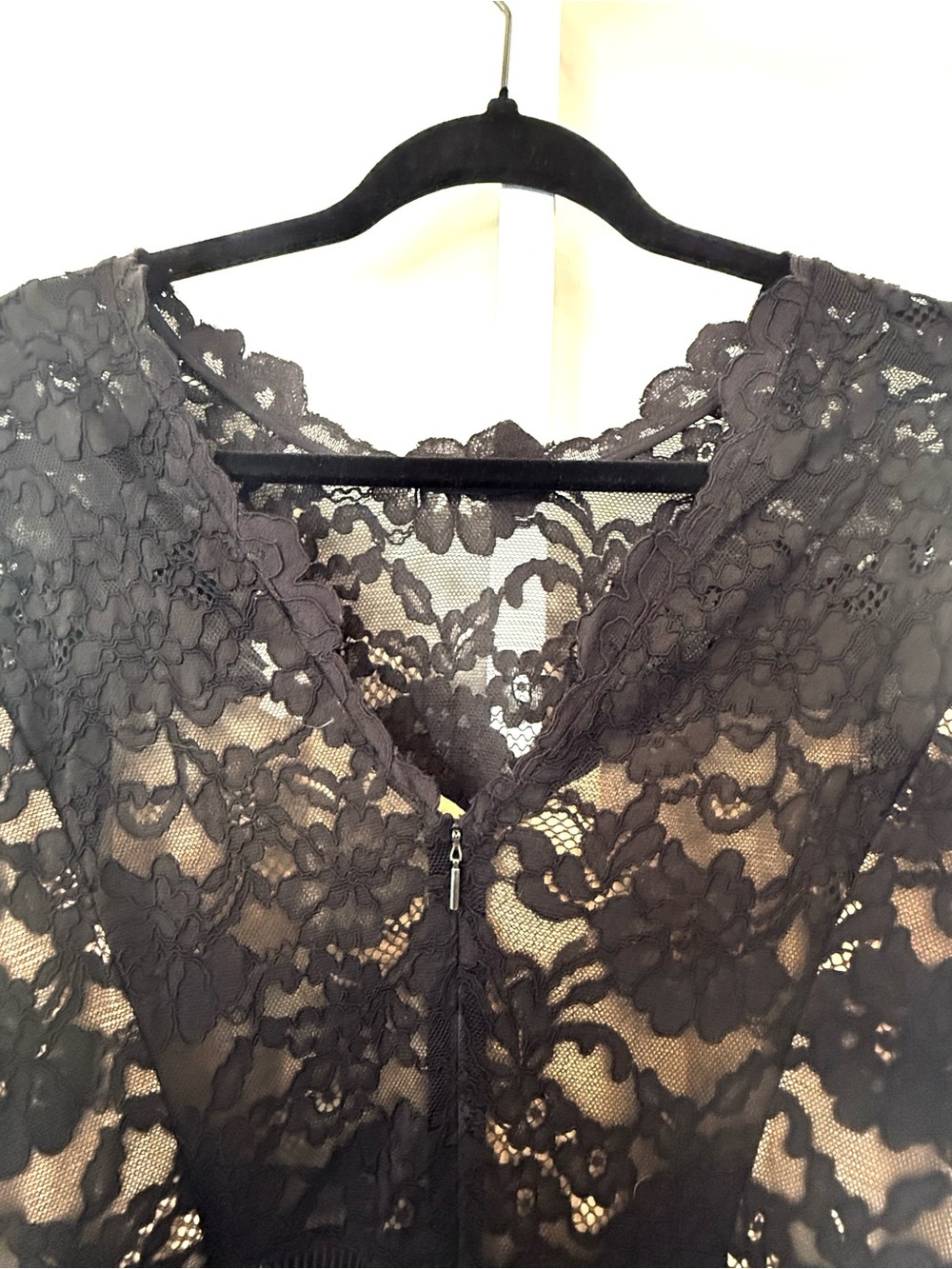 Rebecca Taylor Black Nude Lace Overlay Mini Dress Size 6 Cocktail - Picture 14 of 16